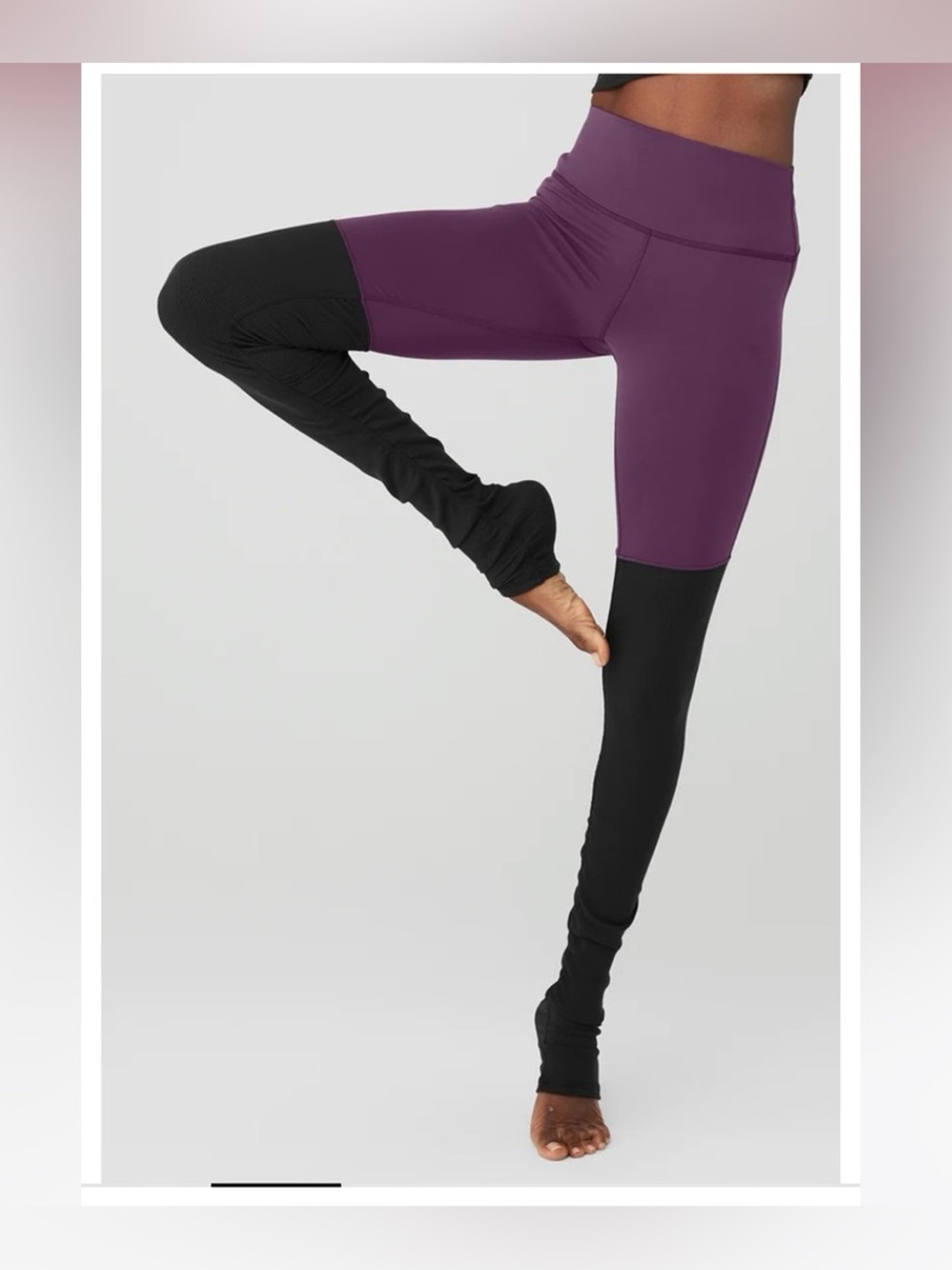 ALO Yoga Goddess Ribbed Leggings Women’s Small Purple Black Active Gym Tights